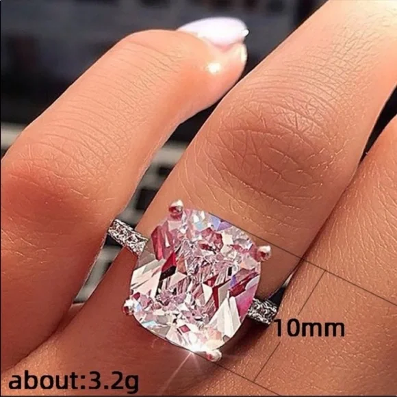 💯 NEW 925 STERLING SILVER DIAMOND HALO RING, CUTE RING, SHINY RING. - Picture 4 of 4